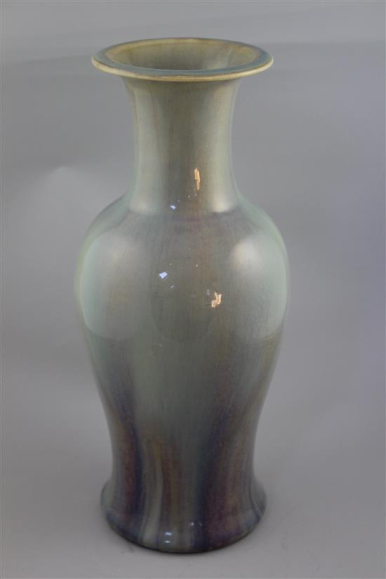 A Chinese mushroom and lavender glazed yen-yen vase, 19th century, 42cm